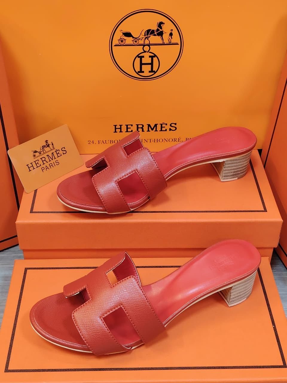 Hermès H-Cutout Block Heel Sandals