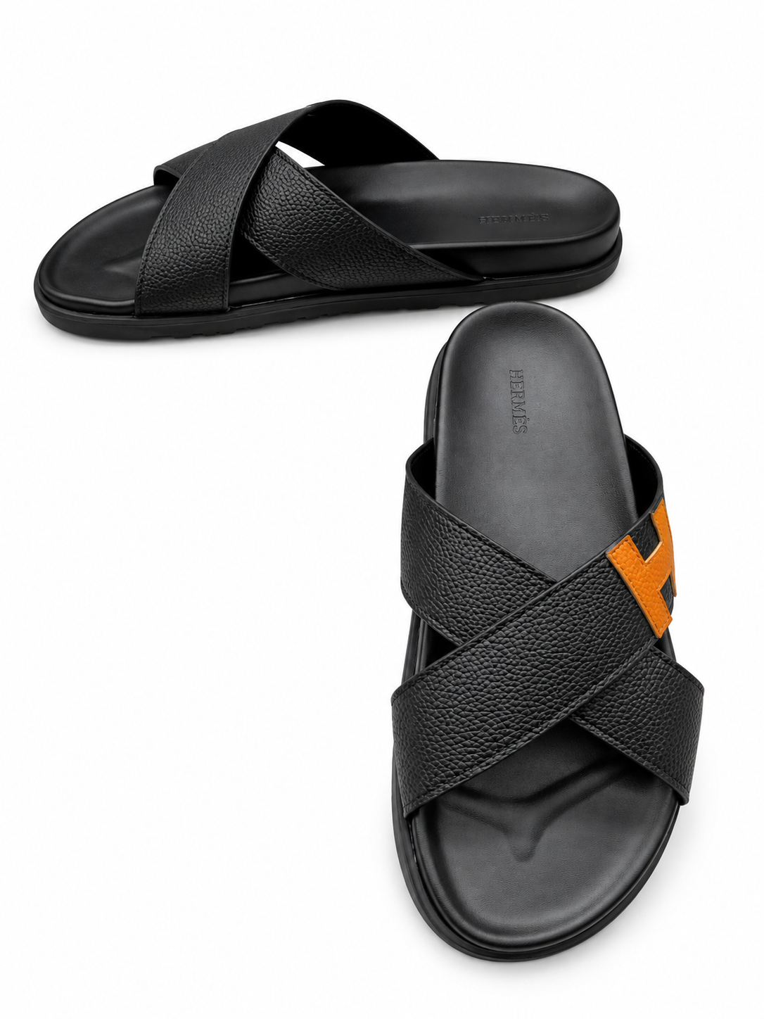 Hermès H Detail Cross Strap Slide Sandals