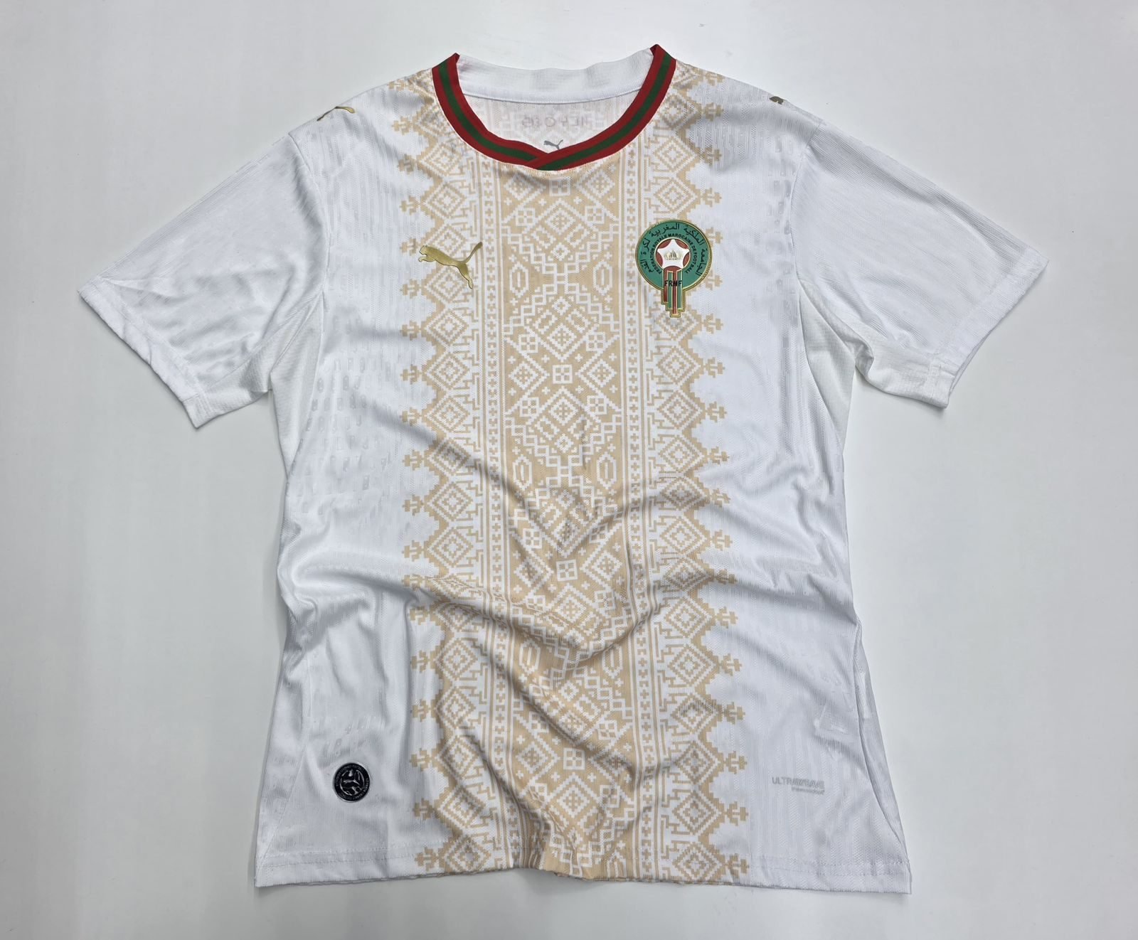 Morocco White Football Jersey with Gold Pattern